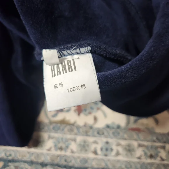 Navy Blue and Yellow Women's Hoodie Sweater - Picture 4 of 12